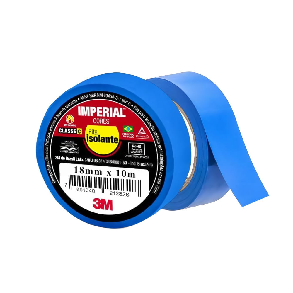 Fita Isolante 18mm x 10mts Azul Imperial